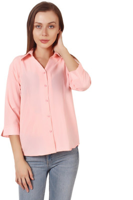 HEAVENS CREATIONS Women Solid Casual Pink Shirt