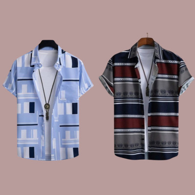 LEMBRIKA Men Printed Casual Multicolor Shirt(Pack of 2)