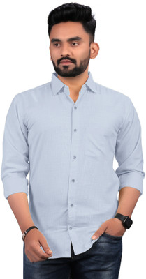 BOUGHT FIRST Men Solid Festive Grey Shirt