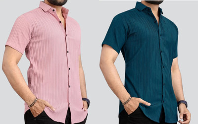 Men Self Design, Striped Casual Multicolor Shirt