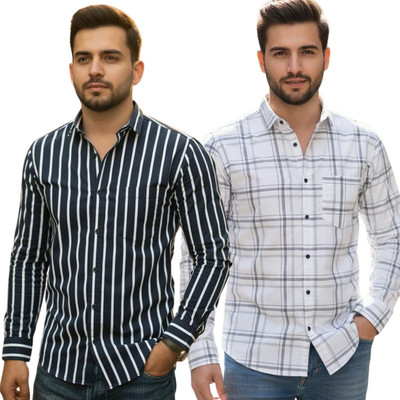MSSTRU Men Striped Casual Multicolor Shirt(Pack of 2)