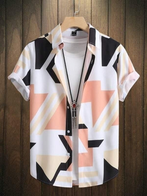 Men Printed Casual Pink Shirt