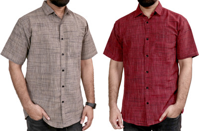 Auzanoor Collection Men Self Design Casual Multicolor Shirt(Pack of 2)