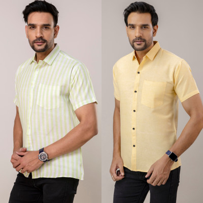 AuzaSho Collection Men Solid Casual Multicolor Shirt(Pack of 2)