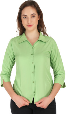 HEAVENS CREATIONS Women Solid Casual Light Green Shirt