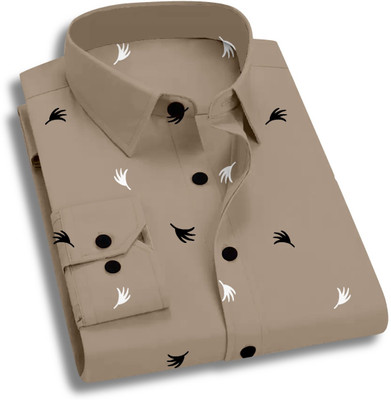 TANISHA FASHION Men Printed Casual Grey Shirt