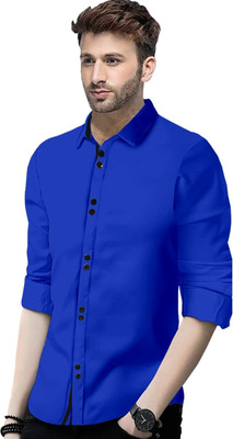 SURRT FASHION Men Solid Casual Blue Shirt