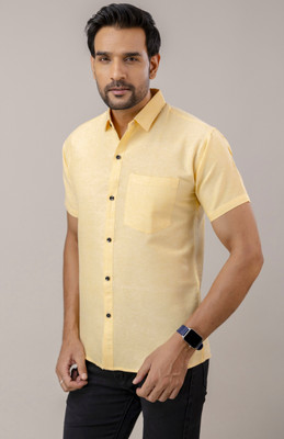 Auzanoor Collection Men Solid Casual Yellow Shirt