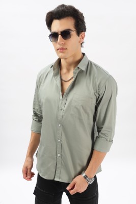 GENZEY Men Solid Casual Green Shirt