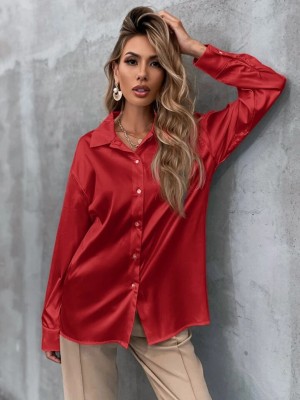 METRONAUT Women Solid Casual Red Shirt