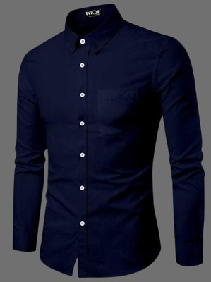 EVIQE Men Solid Casual Blue Shirt