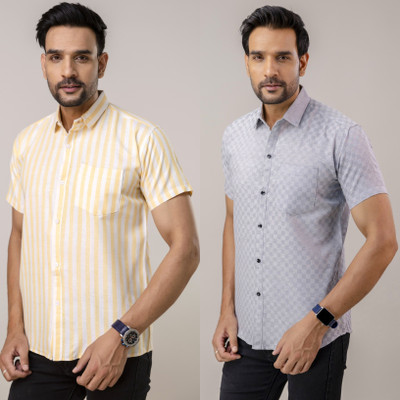 AUZAAI COLLECTION Men Self Design Casual Multicolor Shirt(Pack of 2)