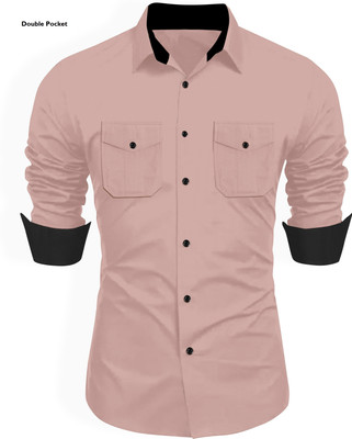 VARUTEX Men Solid Casual Pink Shirt