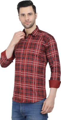 LRK Men Checkered Casual Red, Dark Blue, White Shirt