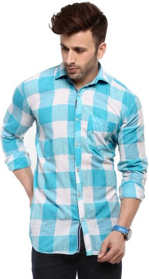 Hangup trend Men Checkered Casual Blue, White Shirt