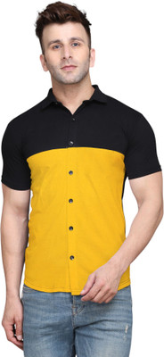 Lawful Casual Men Solid Casual Yellow Shirt
