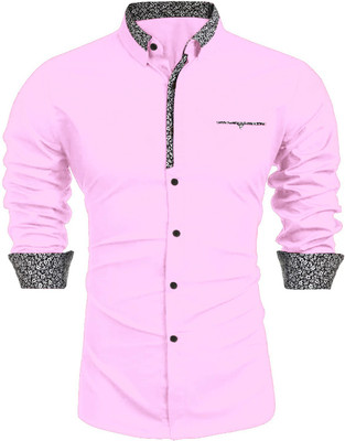 METRONAUT Men Printed Casual Pink Shirt