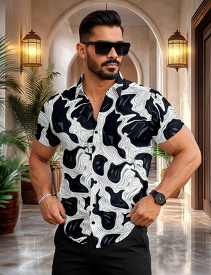 LAMBOO Men Printed Casual Black Shirt