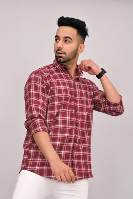 S-LINE Men Checkered Casual Yellow Shirt