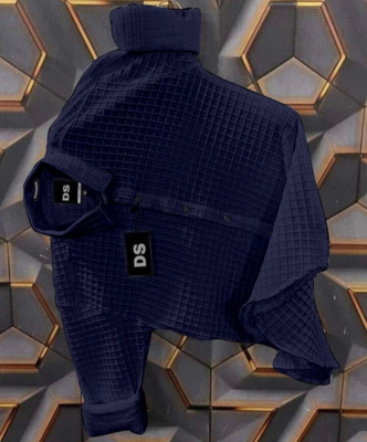 ManlyAttire Men Self Design Casual Dark Blue Shirt