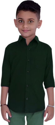 Radhe Govind Boys Solid Casual Dark Green Shirt