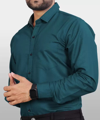 ANP BIHARIKA Men Solid Casual Dark Green Shirt
