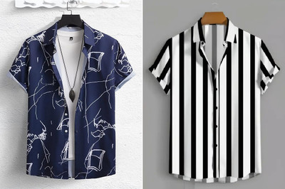 GrecoClothStore Men Printed Casual Blue Shirt