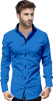SURRT FASHION Men Solid Casual Dark Blue Shirt