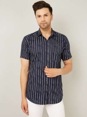 LOUIS MONARCH Men Striped Casual Dark Blue, White, Light Blue Shirt