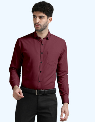 ZUNIYA COLLECTION Men Solid Formal Maroon Shirt
