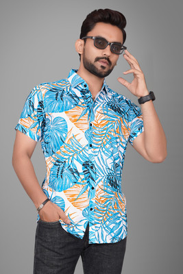 Voroxy Men Printed Casual Blue Shirt