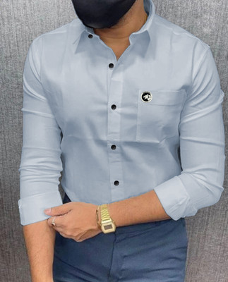 Men Solid Formal Grey Shirt