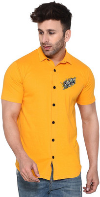 Lawful Casual Men Solid Casual Yellow Shirt