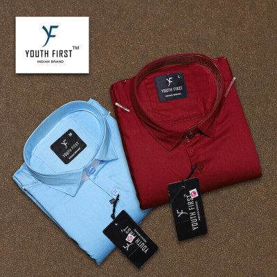 youth first Men Solid Casual Multicolor Shirt(Pack of 2)