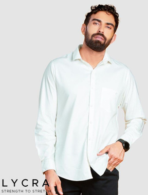 RYOKA CREATION Men Solid Casual White Shirt