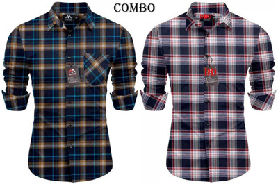Kadhare Fashion Men Checkered Formal Multicolor Shirt(Pack of 2)