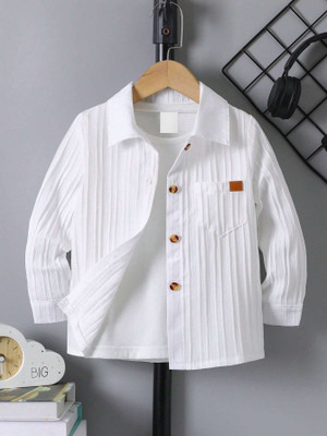 Solersun Boys Self Design Casual White Shirt