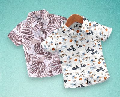 RAVYA TRENDZ Boys Printed Casual Multicolor Shirt(Pack of 2)