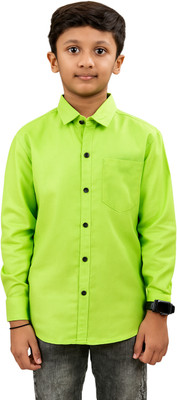ShopGlobal Boys Solid Casual Light Green Shirt