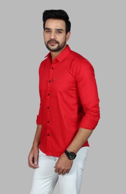 SNWARIYA Men Solid Casual Red Shirt