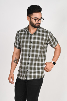 Dark Age Men Checkered Casual Green Shirt