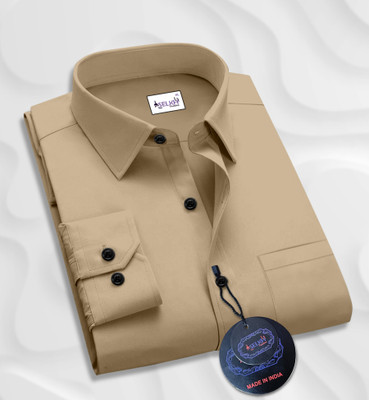 SHEERLOOK Men Solid Casual Beige Shirt