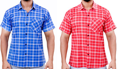 AUZAAI COLLECTION Men Checkered Casual Multicolor Shirt(Pack of 2)