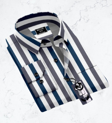 ALITEWEAR Men Printed Formal Light Blue Shirt