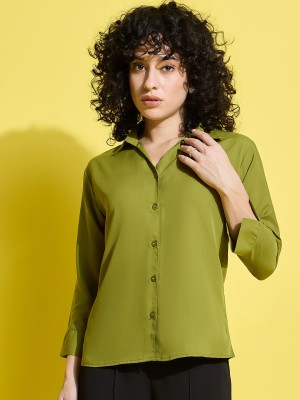 BuyNewTrend Women Solid Formal Green Shirt