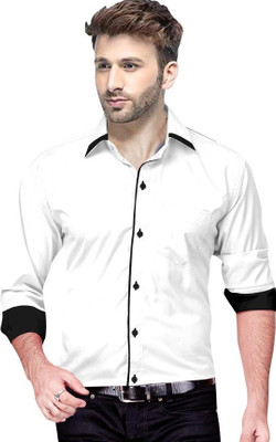 SURRT FASHION Men Striped Casual White Shirt