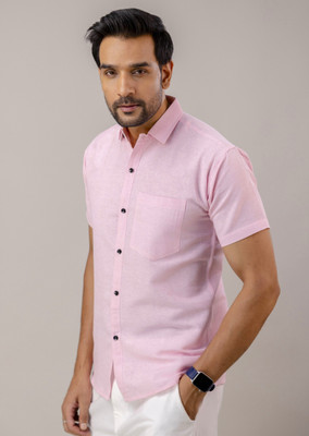 AUZAAI COLLECTION Men Solid Casual Pink Shirt