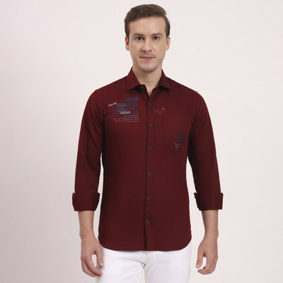 Urban Core Men Printed Casual Maroon Shirt
