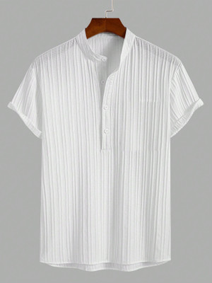 DL Fashion Men Self Design Casual White Shirt