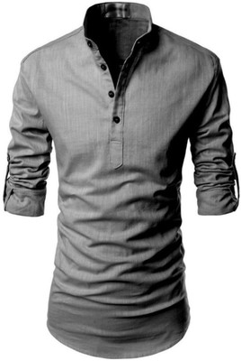 Life Roads Men Solid Ethnic Dress Kurta(Grey)